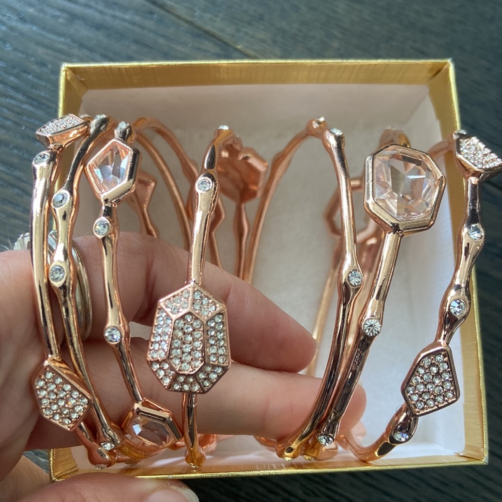 BNIB “Rocks & Crystal” Rose Bangles Set of 7